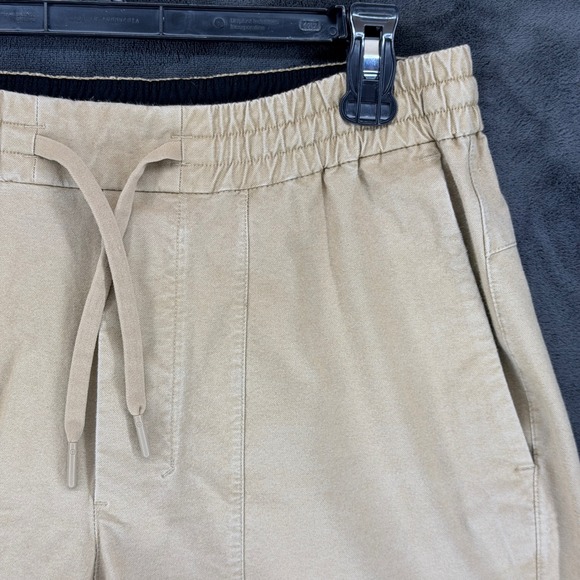 Lululemon Lab Bowline Mens Khaki Tan Elastic Waist Drawstring Shorts Size M 7" - Picture 2 of 10